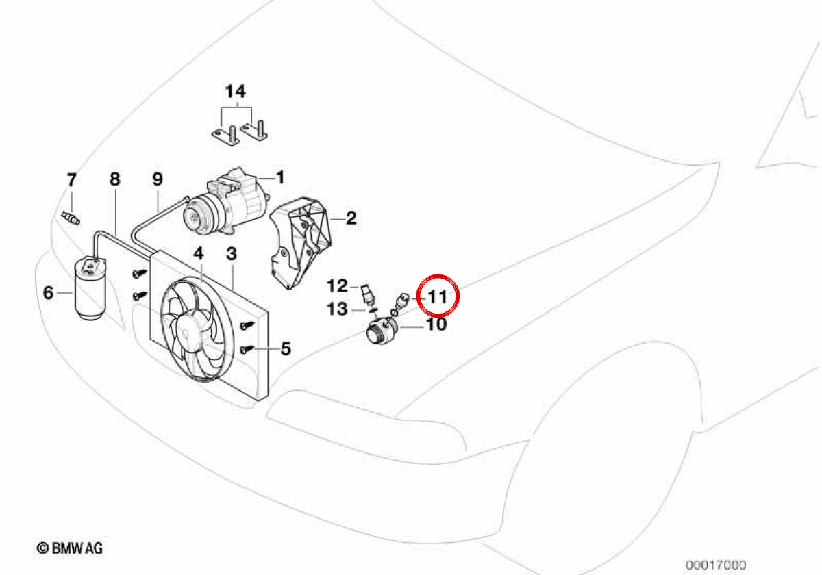 Temperature switch 108 ° C OEM 61319401973 for BMW E36, E39. Original BMW.