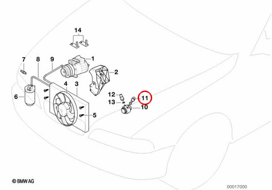 Interruptor de temperatura 108°C OEM 61319401973 para BMW E36, E39. Original BMW.