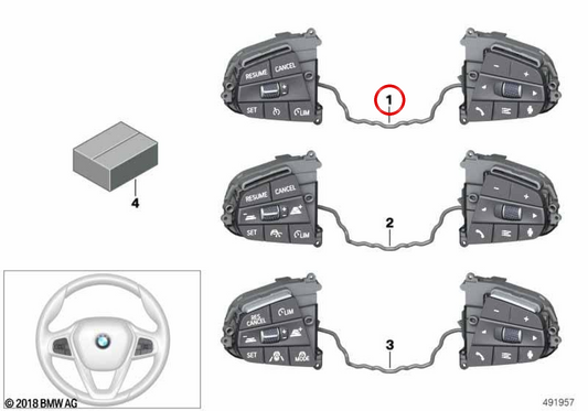 Multifunction button Oem 61319483005 for BMW G30, G31, G38, G32, G11, G12, G16, G05, G06, G07. Original BMW.