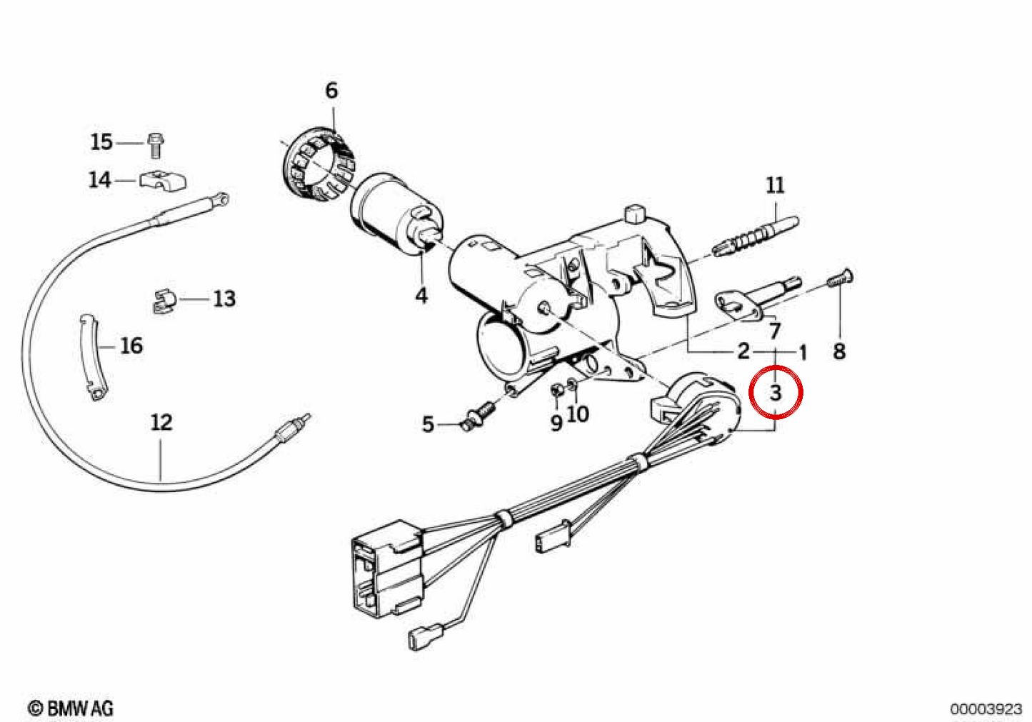 Interruptor de encendido y arranque OEM 61321379052 para BMW Serie 5 E34, Serie 7 E32, Z1 E30. Original BMW.