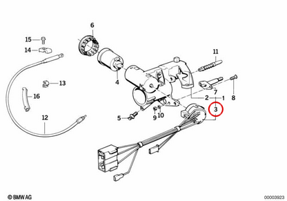 Interruptor de encendido y arranque OEM 61321379052 para BMW Serie 5 E34, Serie 7 E32, Z1 E30. Original BMW.