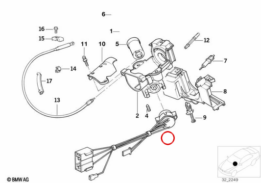 Interruttore di accensione OEM 61328360865 per BMW E34, E32. BMW originale.