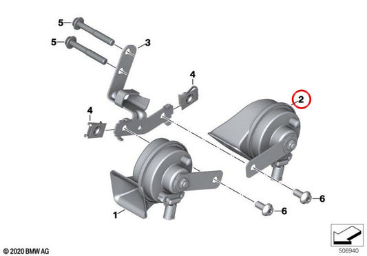 Buzina de tom baixo OEM 61331541041 para motocicletas BMW R 1250 RT (K52). Originais BMW Motorrad.