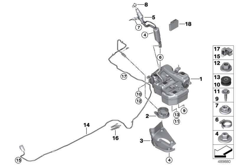 Elemento de desacoplamiento OEM 16198741744 para BMW F40, G30, G31, X5... y más. Original BMW y MINI.