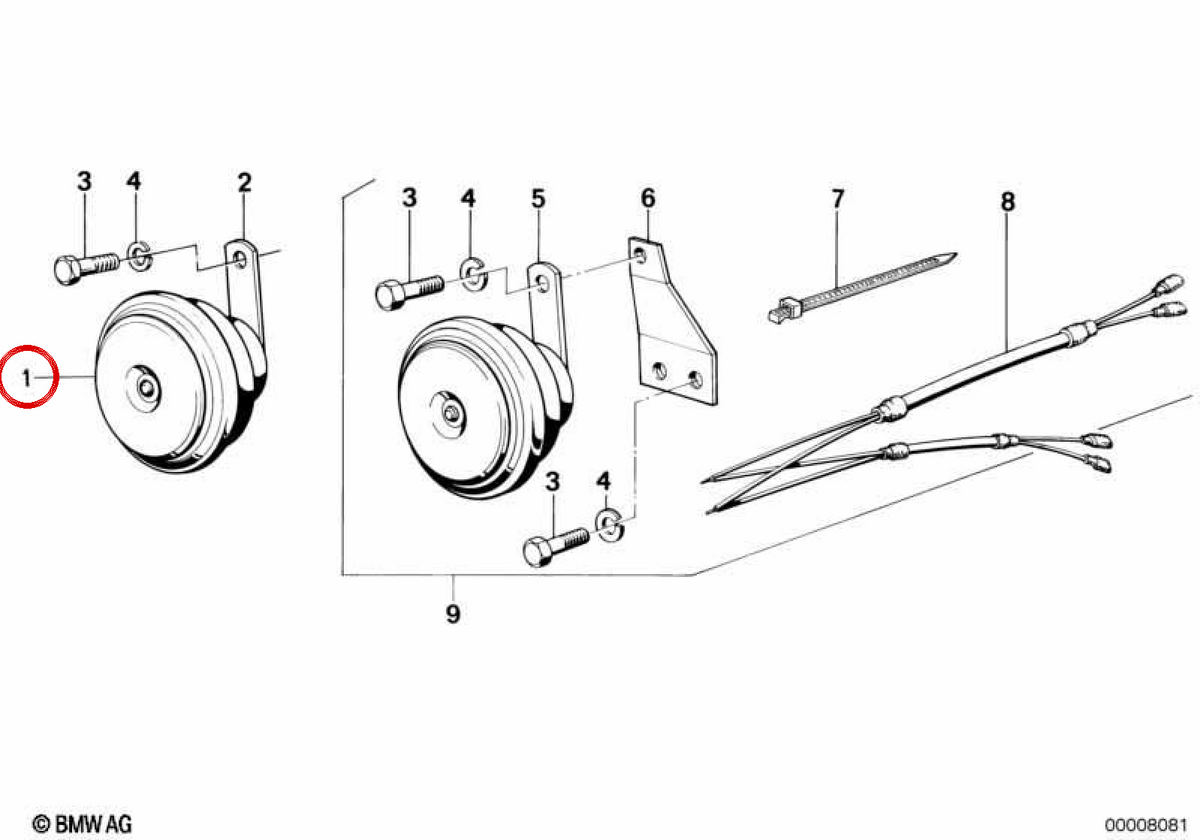 Horn (horn) Oem 61337163973 for BMW E60, E61, E63, E64, E65, E66, E70, E71, E81, E82, E83, E84, E85, E86, E87, E88, E90, E91, E92, E93. Original BMW.