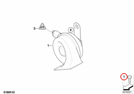 Low tone horn OEM 61337193996 for MINI R50, R53, Cabrio R52. Original MINI.