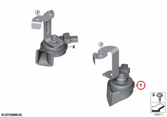 OEM di corno a basso tono 61337214931 per BMW F40, F44. BMW originale.