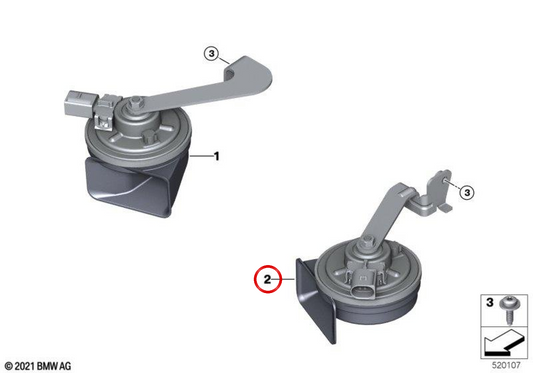 Ernsthafte elektrische Claxon OEM 61338496202 für BMW F70, U11, U12, U10, U25. Original BMW.