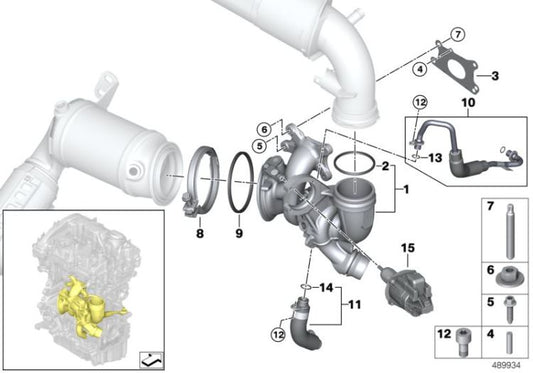 Turbocompresor OEM 11659488207 para MINI F56, F55, Clubman F54, Cabrio F57, Countryman F60. Original MINI.