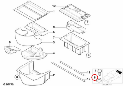 OEM Exagonal Nut 61352694959 per BMW E39, E60, E61, E65, E66. BMW originale.