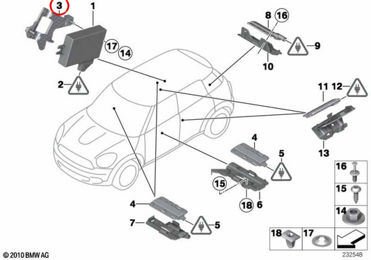 Support de mécanisme de commande PGS OEM 61352752518 pour MINI R56, R56 LCI, Clubman R55, Clubman R55 LCI. MINI d'origine.