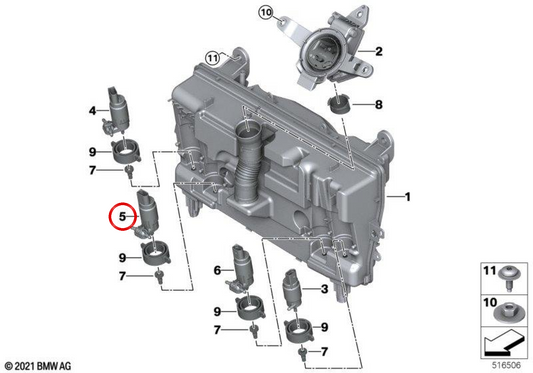 OEM -Waschpumpe 61355A04D91 für BMW i20. Original BMW.