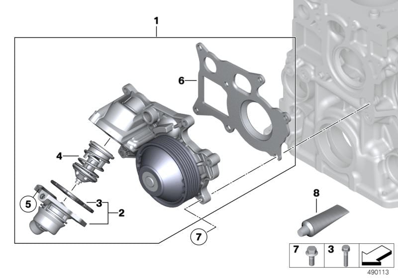 Termostato con carcasa OEM 11518577895 para BMW F20, F21, F22, F23, F30, F31, F34, F32, F33, F36, F10, F11, G30, G31, G11, G12, F25, G01, F26, G02, F15. Original BMW.