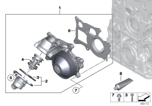 Termostato con carcasa OEM 11518577895 para BMW F20, F21, F22, F23, F30, F31, F34, F32, F33, F36, F10, F11, G30, G31, G11, G12, F25, G01, F26, G02, F15. Original BMW.