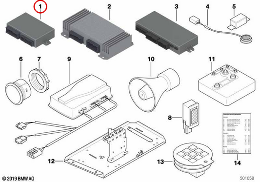 Módulo de control de seguridad OEM 61358067512 para BMW F30, F31, F07, F10, F11, F25, F26, F15. Original BMW.