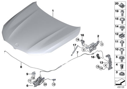 Amortiguador de capó delantero OEM 51237347403 para BMW F90, F90N, G30, G30N, G31, G31N, G38, G38N, G11, G11N, G12, G12N. Original BMW.