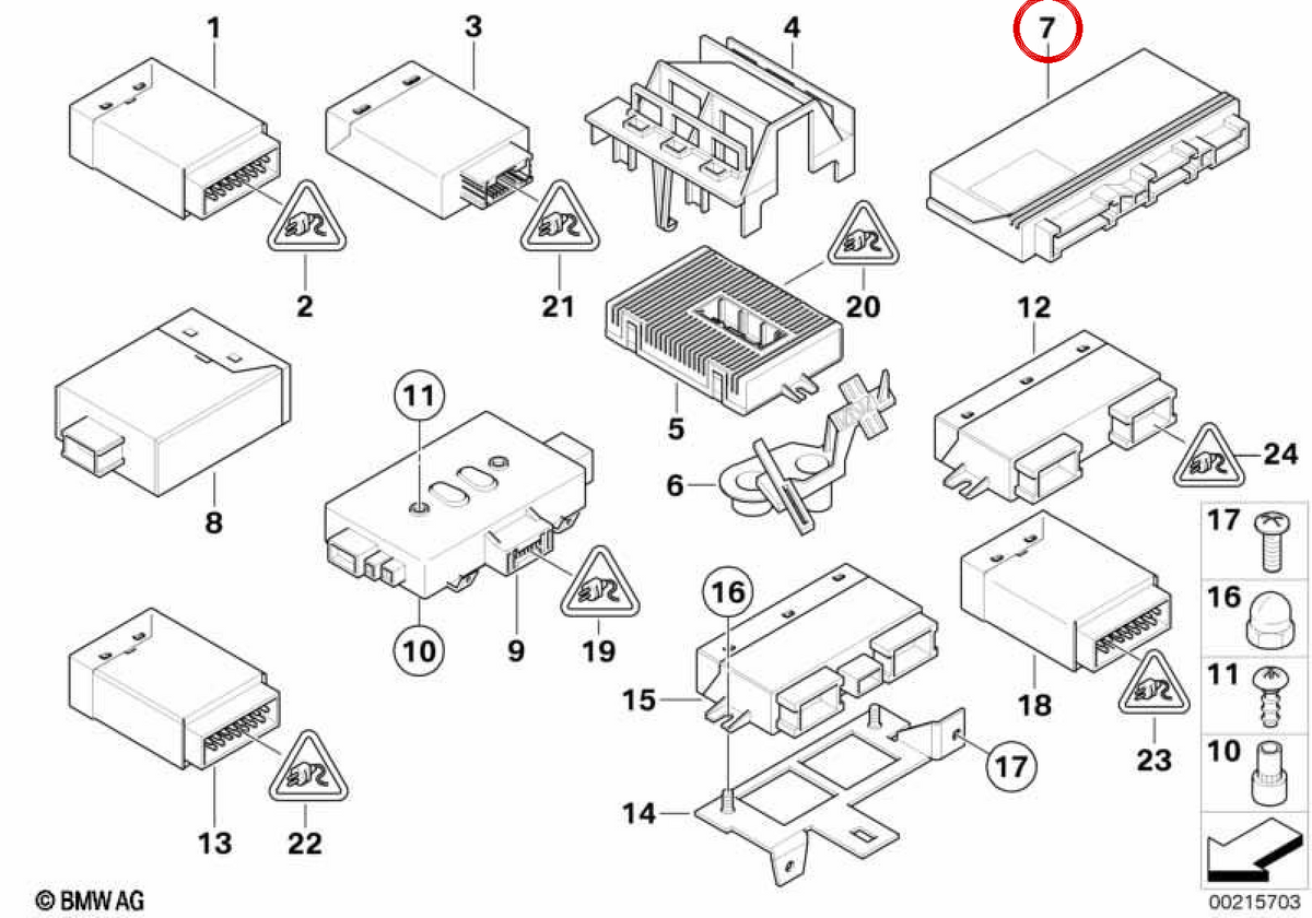 Modulo corporeo (Karosseriemodul) OEM 61359176069 per BMW E60, E61, E63, E64. BMW originale.