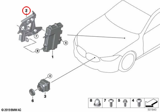 Suporte à unidade de controle OEM 61359493182 para BMW G20, F90, G30, G31, G38, G32, G11, G12, F91, F92, F93, G14, G15, G16. BMW genuíno.