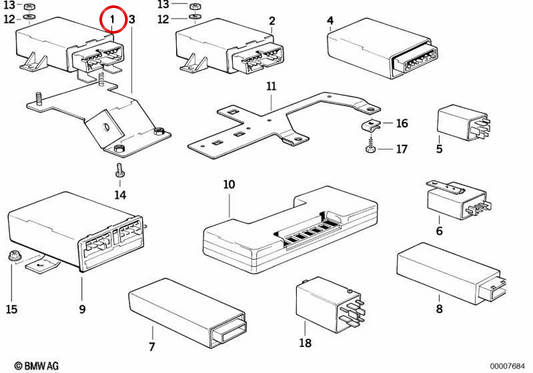 RELAY MODULE Riscaldamento e ventilazione ausiliaria OEM 61361391724 per BMW E34. BMW originale.