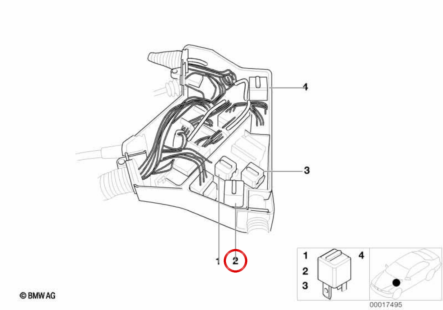 Closing relay (overseas blue) OEM 61368364582 for BMW E36, E46, E65, E66, E83, E85, E86. Original BMW.