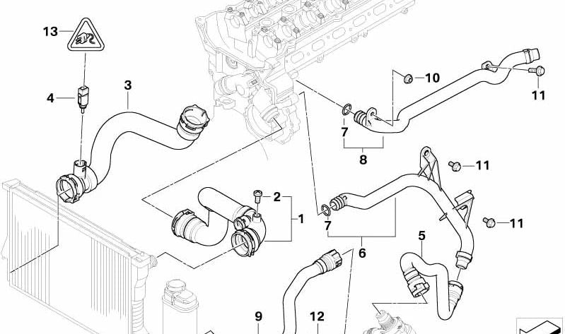 Manguera de refrigerante OEM 11537510120 para BMW E53. Original BMW.