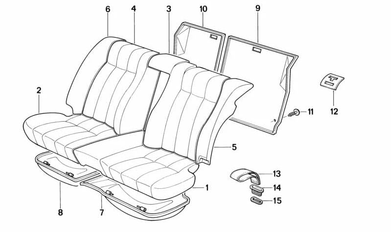 Tapón OEM 52208102287 para BMW E34 {518i, 520i}. Pieza original BMW, compatible con versiones con motor M40, M43 y M20, cambio manual o automático y tracción trasera. Uso en asiento trasero o zona de carga.