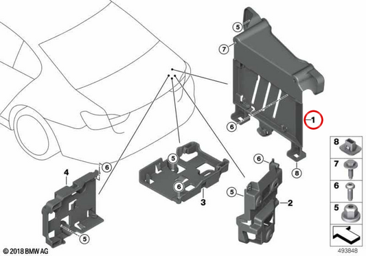 Supporto modulo di carica della batteria OEM 61428736288 per BMW G31. BMW originale.