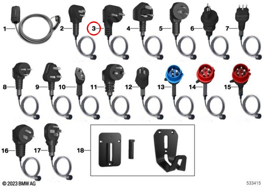 Adaptador para cable de carga tipo E/F OEM 61445B4FD84 para BMW Serie 1 F40, Serie 3 G20, G21, Serie 5 G30, G31, Serie 7 G11, G12, X1 F48, X3 G01, X5 G05, i3, iX3, i4, i7. Original BMW.