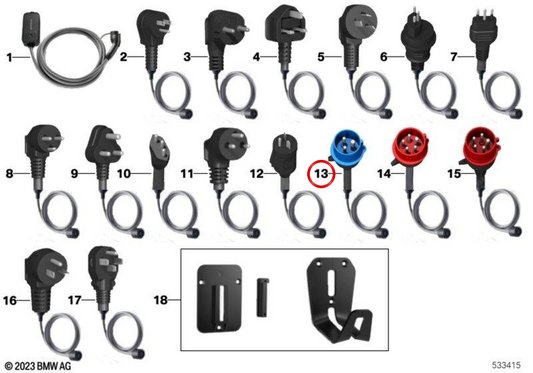 Adaptateur de câble de charge BMW (OEM 61447826833). BMW d'origine