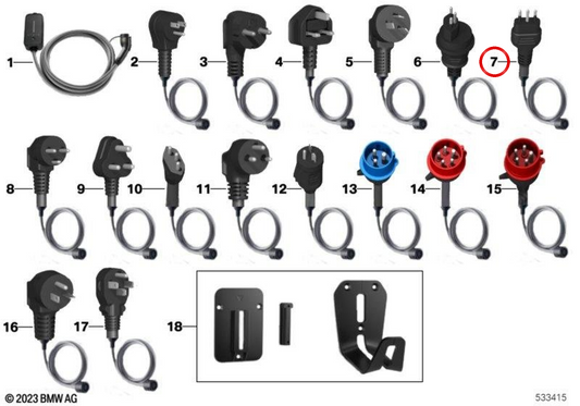 Adaptateur de câble de chargement pour BMW U06, F30N, G20, G21, G26E, G30, G31N, G60, G11N, G12, G70, I01, F48N, U11, F39, G01, F15, G05, X1, X2, XM, MINI F56E, F60, J01, U25, BMW Motorrad C (OEM 61448490517). BMW d'origine