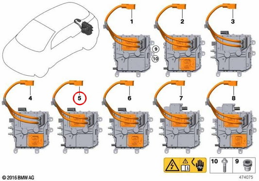 Módulo de carregamento de conforto KLE OEM 61449845421 para BMW i3 (I01). BMW genuíno.