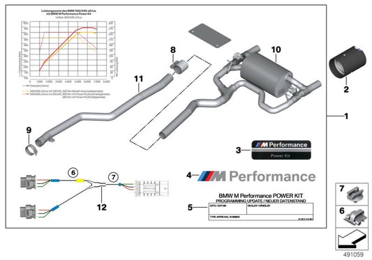 Silencioso deportivo con válvula M Performance OEM 18302407185 para BMW F30, F31, F32, F33, F36 340i y 340i xDrive. Mejora sonido y rendimiento. Original BMW.