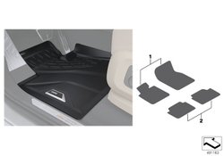 Juego de alfombrillas delanteras antideslizantes OEM 51472458559 para BMW X5 {F85,F95,G05}. Protege contra agua y suciedad con ajuste 3D perfecto. Original BMW.