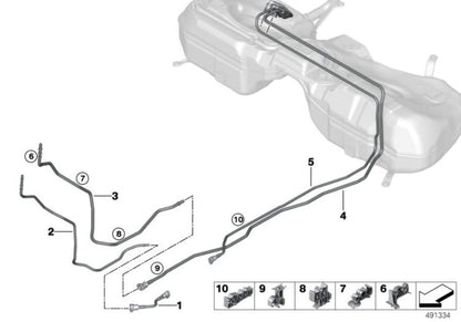 Filtro tubería alimentación combustible OEM 16127458378 para BMW Serie 2 G42, Serie 3 G20, Serie 4 G22... y más. Original BMW.