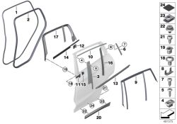 Rechte hintere Türabdeckung für BMW X4 F98, G02 (OEM 51357433106). Original BMW.