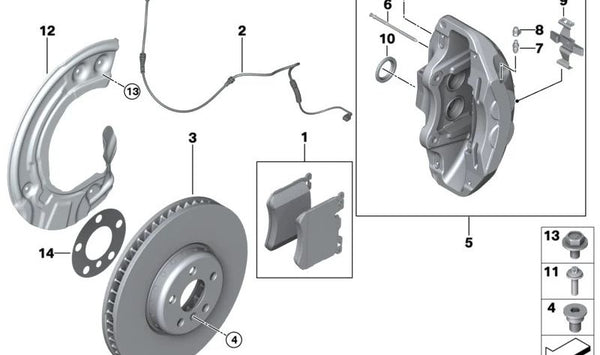 Pinza de freno delantera derecha roja OEM 34116897350 para BMW G42, G20, G20N, G05, G05N, G06, G06N. Original BMW.