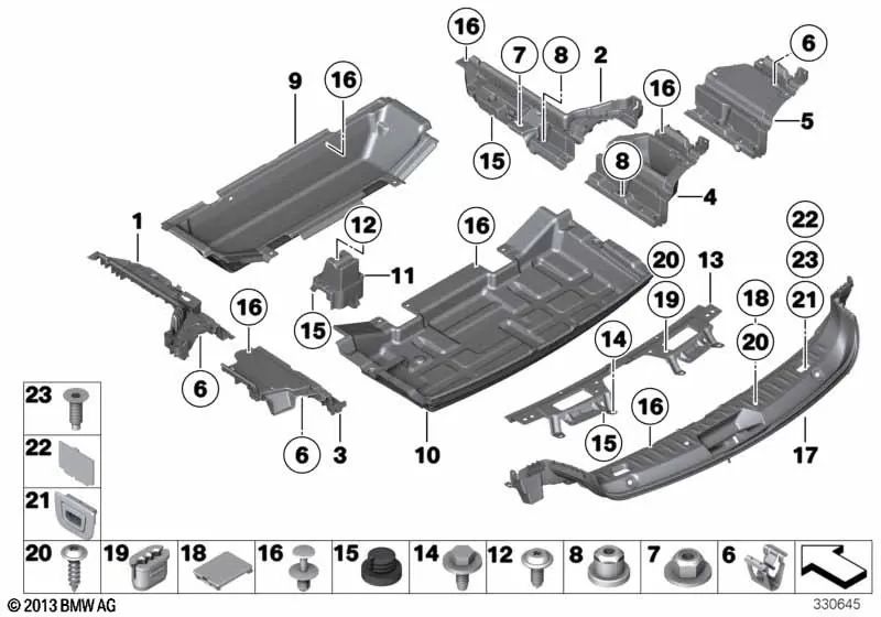 Trunk Floor Support for BMW 5 Series F07, F07N (OEM 51479164455). Original BMW
