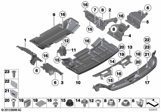 Trunk Floor Support for BMW 5 Series F07, F07N (OEM 51479164455). Original BMW