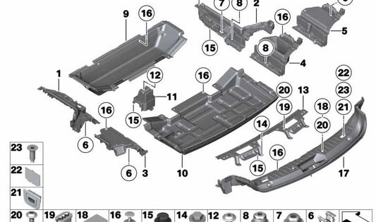 OEM 5147916449 left front tray base for BMW F07. Original BMW.