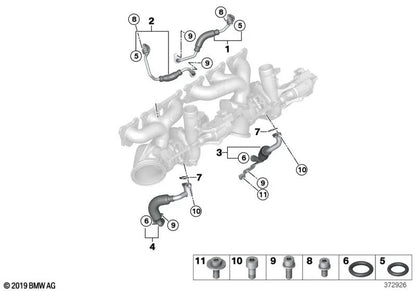 Retornar o duto de óleo para BMW F87N Series 2, F80 Series 3, F82 Series 4 (OEM 11427848526). BMW original