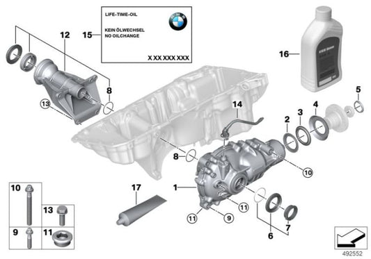 Diferencial frontal para BMW G01, G01N, G02, G02N, G05, G06 (OEM 31508487445). BMW original