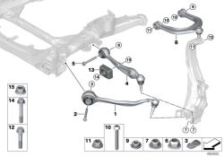 Kontrollarm mit oben links Gummi -Buchse für BMW I I20, X5 G05, G18, X6 G06, X7 G07 (OEM 31106883115). Original BMW