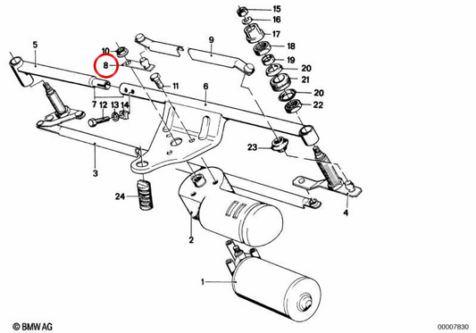 Brazo del limpiaparabrisas OEM 61611361537 para BMW E23. Original BMW.