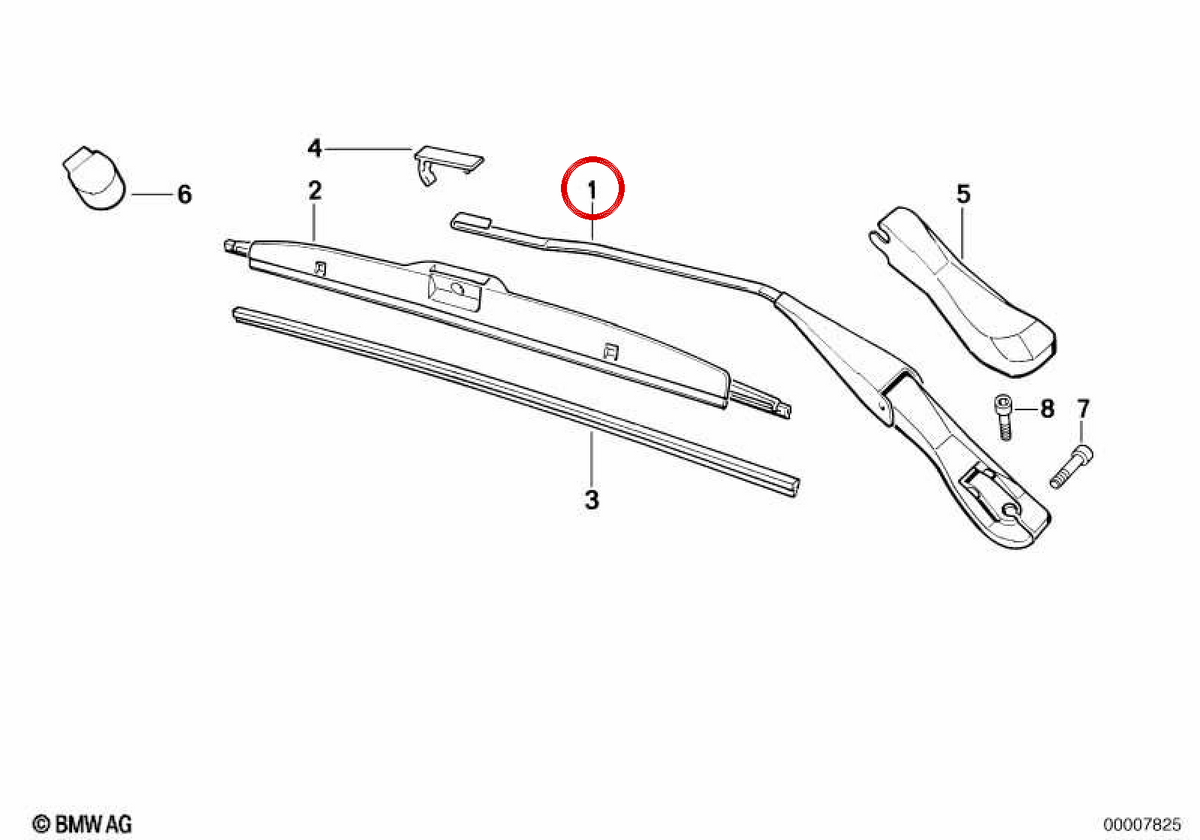 LEFT WINDBRISE ARM OEM 61611374413 FOR BMW E32. Original BMW.