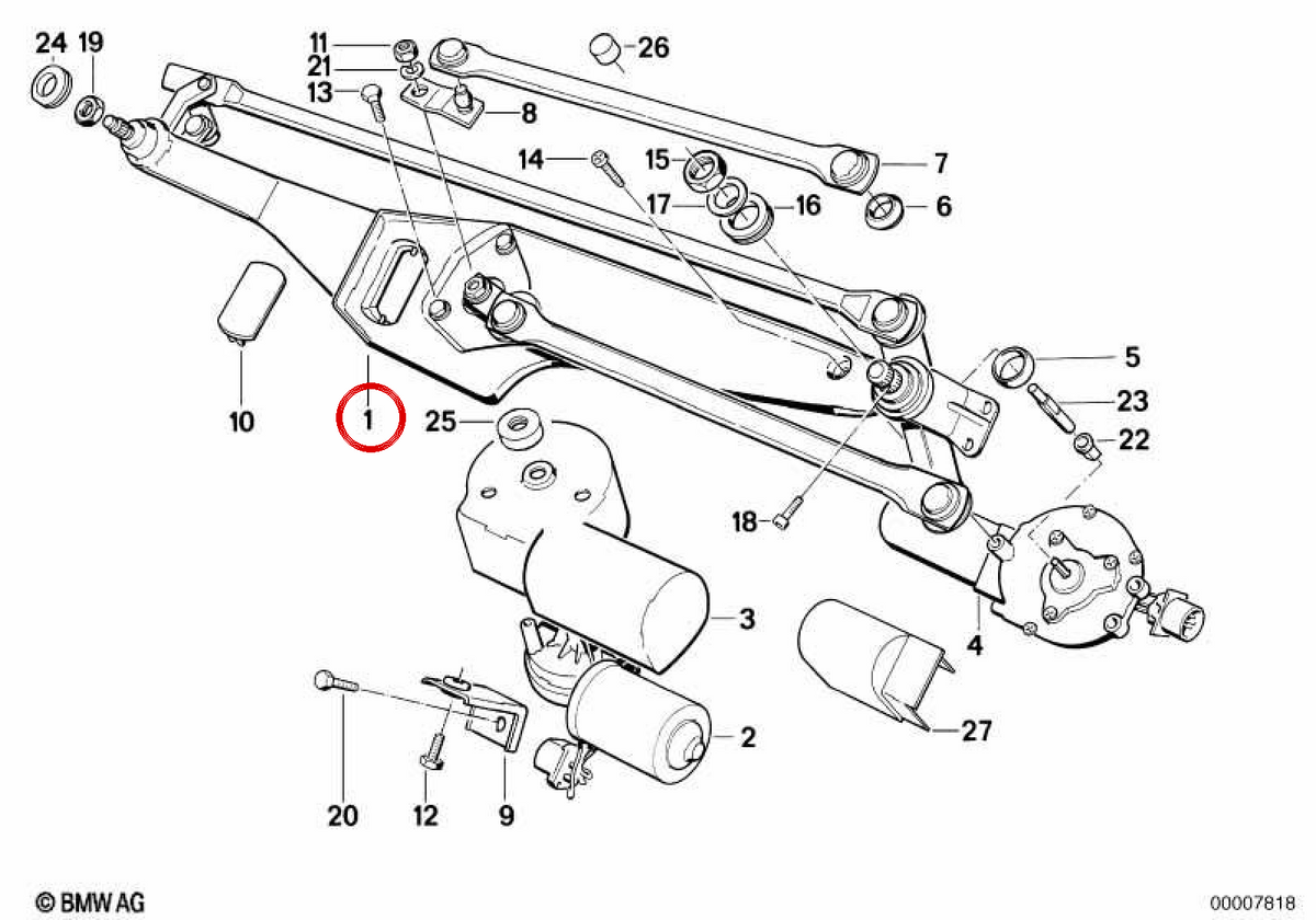 Mechanism Windshield Windshield OEM 61611374434 for BMW E32. Original BMW.