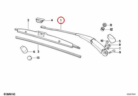 Rechte Windschutzscheibe Wischer OEM 61611383190 für BMW E31. Original BMW.