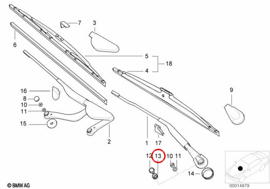 Nut OEM 61611383436 per BMW E38, E31. BMW originale.