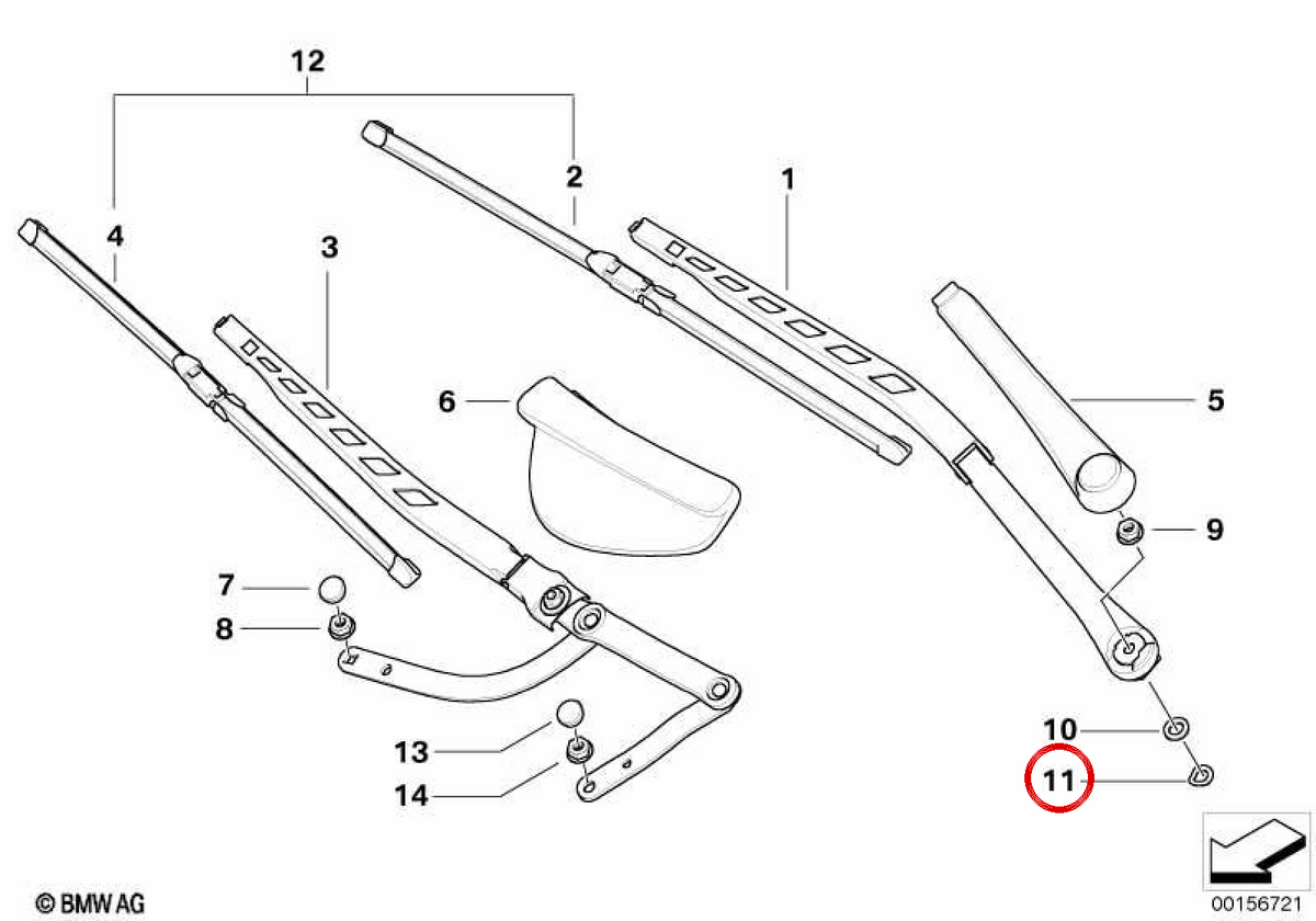 Rounomane d'ajustement OEM 61617037361 pour BMW E60, E61, E63, E64. BMW d'origine.