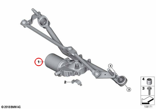Mécanisme et moteur de l'essuie-glace 61617191885 pour BMW E89. BMW d'origine.