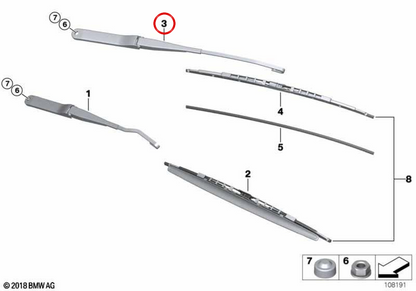 Direkt über Wind Arm 61617198674 für BMW E85, E86, E89. Original BMW.